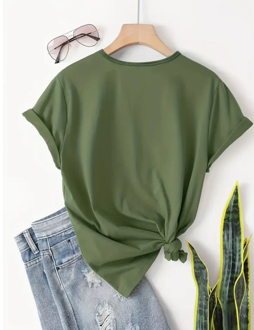 Custom Pet Print Summer T-shirt Army Green