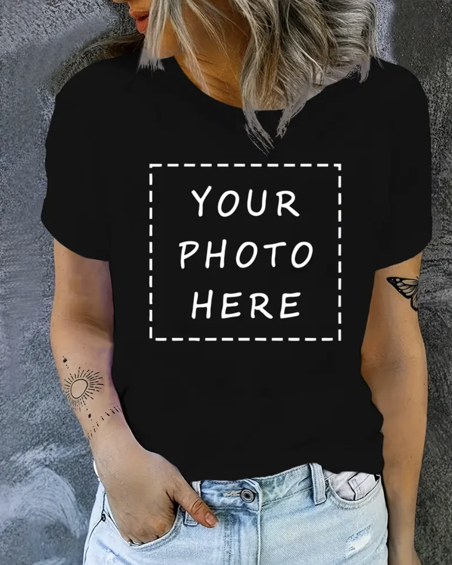 Custom Pet Print Summer T-shirt With Custom Print Black