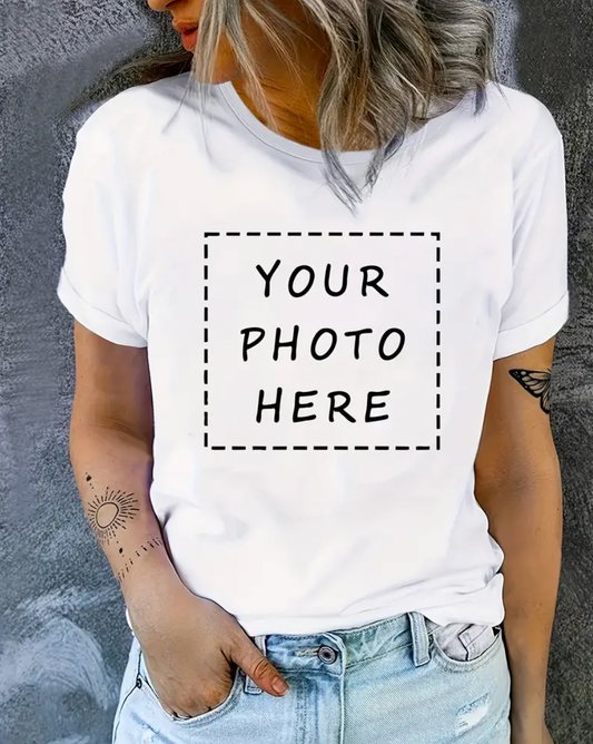 Short Sleeve White T-shirt With Custom Print White