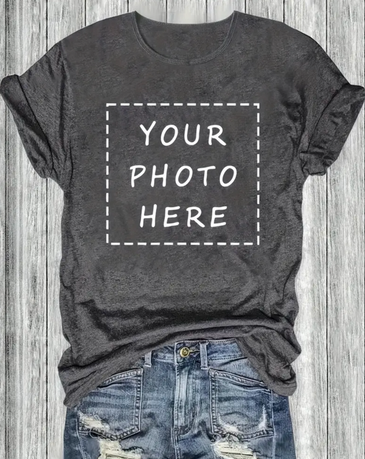 Custom Pet Print Summer T-shirts Dark Grey