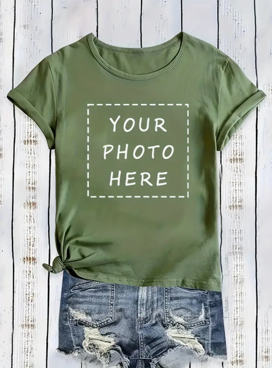 Custom Pet Print Summer T-shirt Army Green