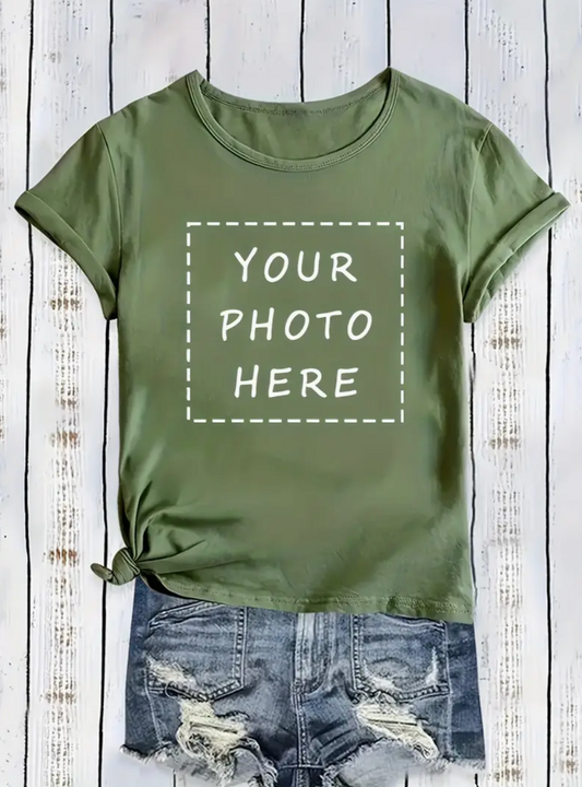 Custom Pet Print Summer T-shirt Army Green