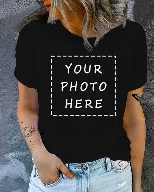 Custom Pet Print Summer T-shirt With Custom Print Black