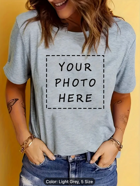 Custom Pet Print Summer T-shirt Grey